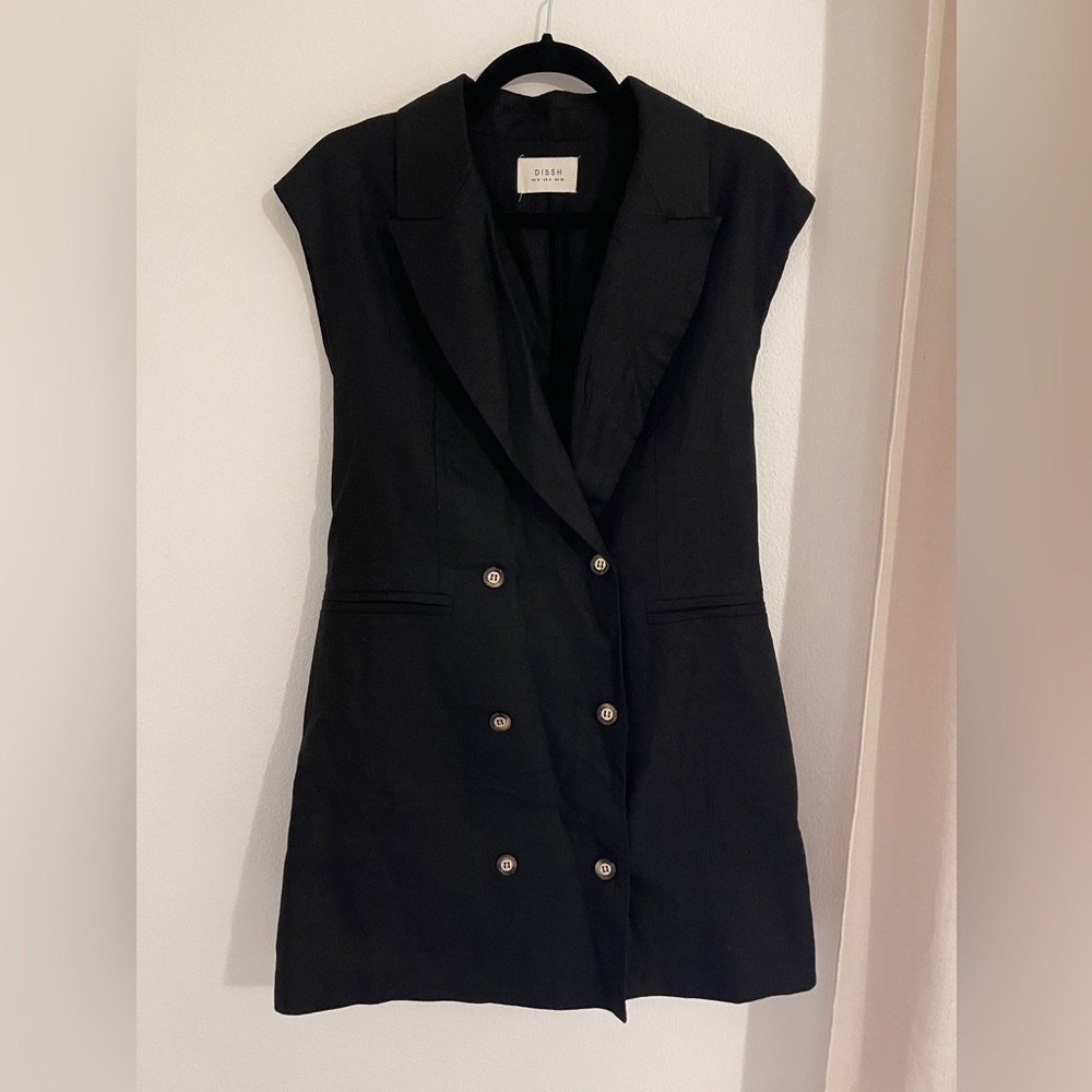 Dissh Black Linen Mini Dress or Longline Vest